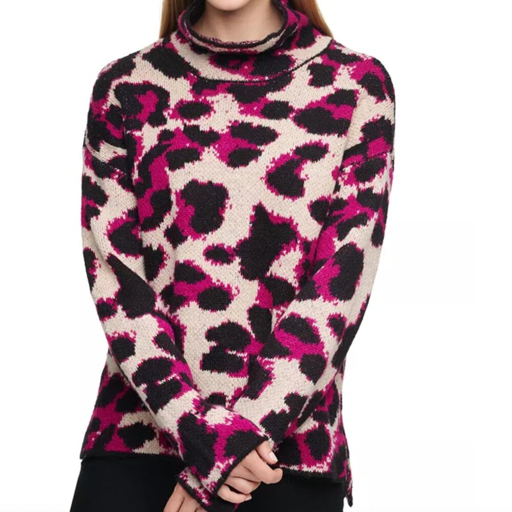 DKNY‎ Animal-Print Turtleneck Sweater | Size Large | Good Condition